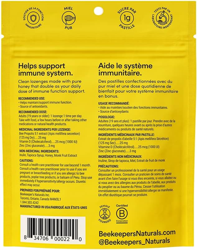 Propolis Lozenges with Vitamin D and Zinc - Honey Flavor