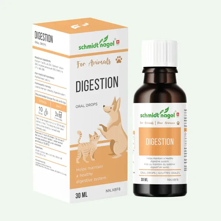 Bouteille de 30 ml de gouttes homéopathiques Schmidt-Nagel Digestion (Animodel 7) pour chiens et chats