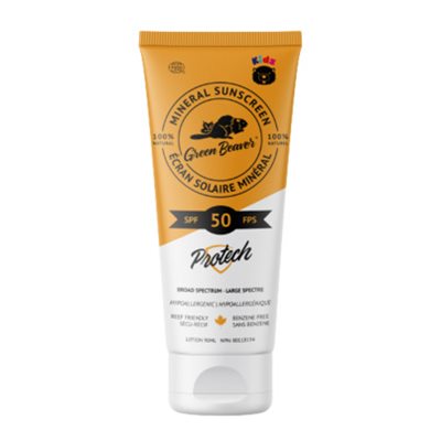 Tube de 90 ml d'écran solaire minéral biologique FPS 50 pour enfants de la marque Green Beaver