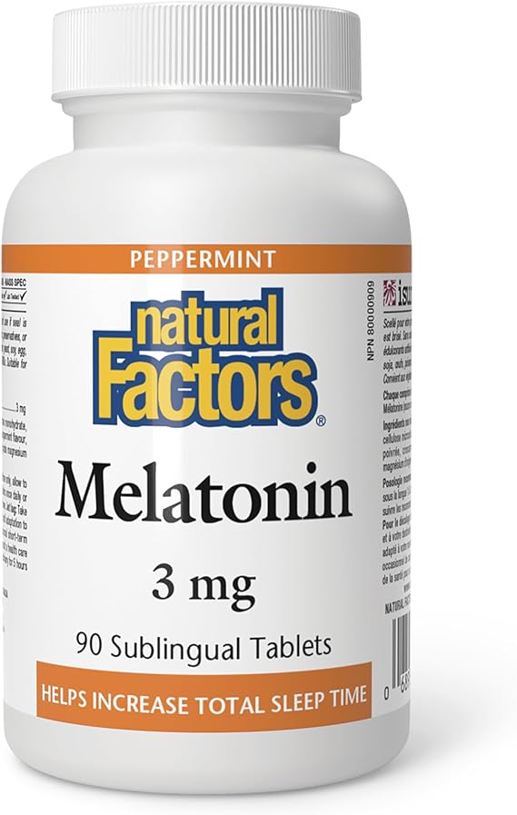 Bouteille de supplément Mélatonine 3 mg (90 comprimés sublinguaux).