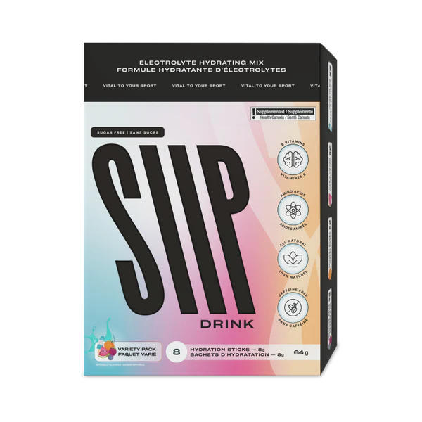 Ensemble de canettes de saveurs assorties du Variety Pack de Siip Drink, parfait pour découvrir toute la gamme.