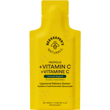 Boîte de 12 sachets de supplément liquide Propolis et Vitamine C de la marque Beekeeper's Naturals