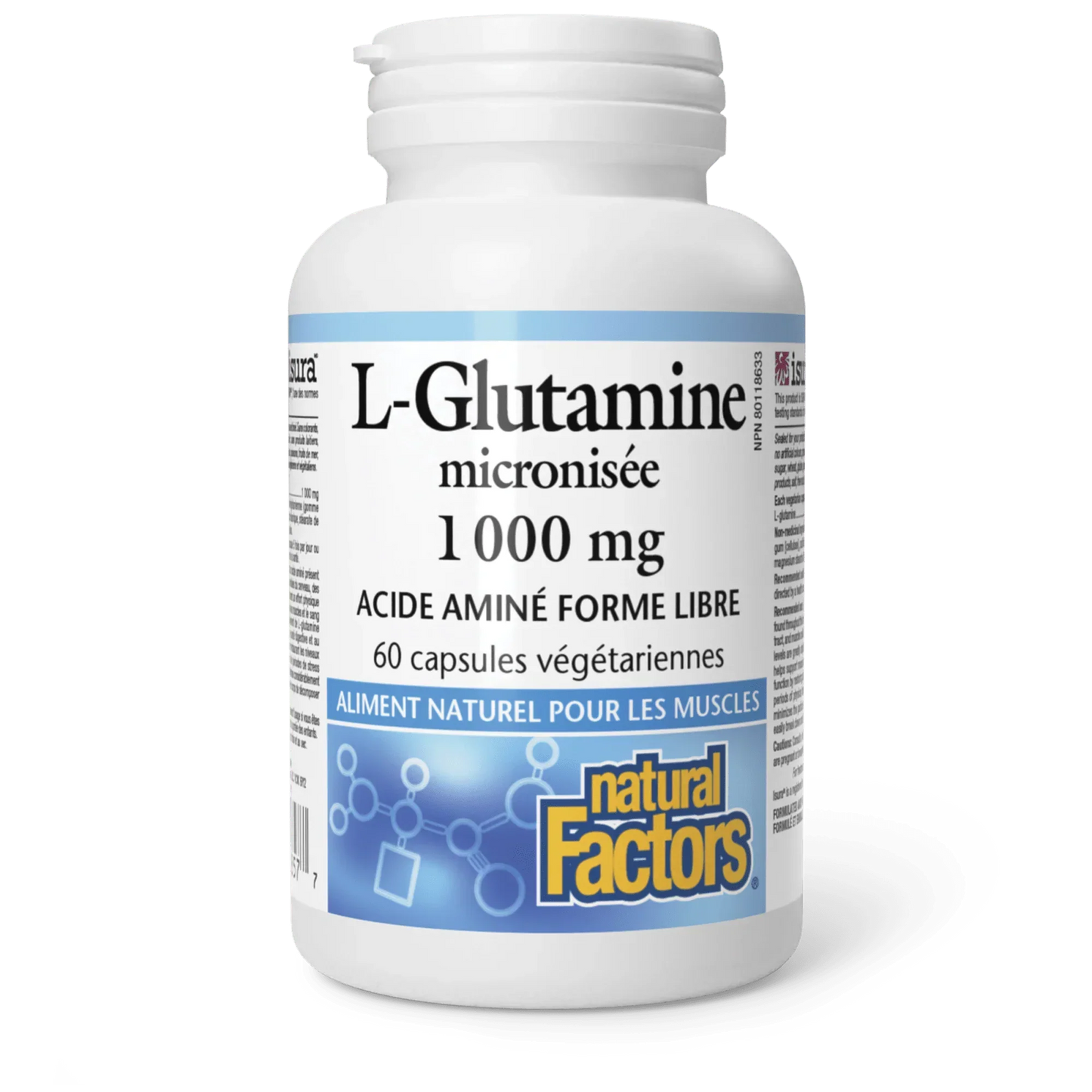 L-Glutamine micronisée 1 000 mg - 60 capsules végétariennes