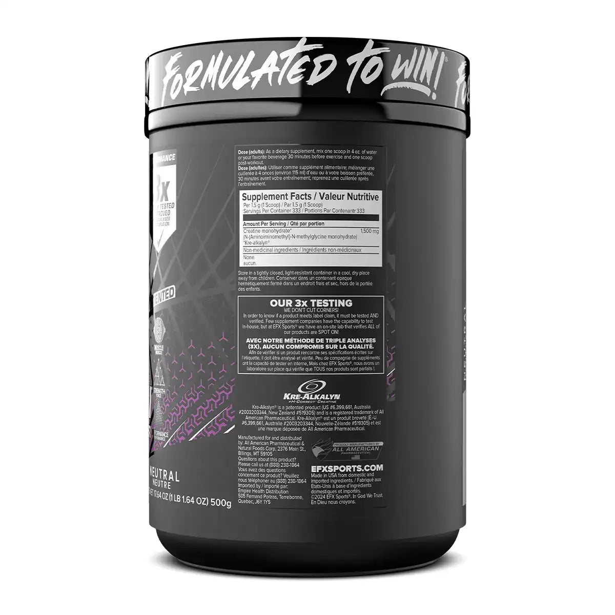 Créatine monohydrate Kre-Alkalyn - 500g