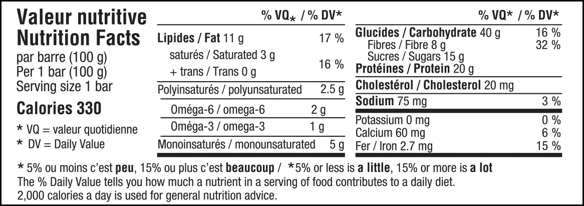 Barre Énergisante à l'avoine - 100g