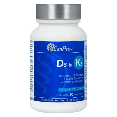 Vitamin D3 1000 IU and K2 120 mg - 60 capsules
