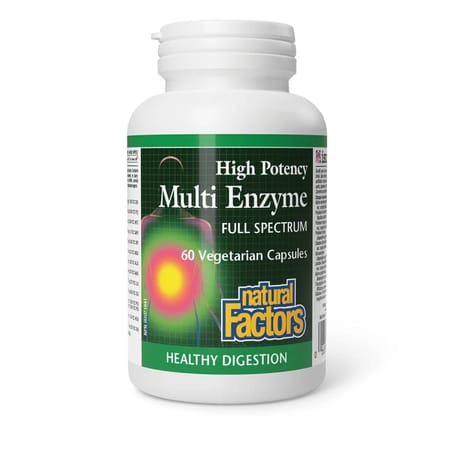 Flacon de capsules Multi-Enzymes Spectre Complet Haute Efficacité de Natural Factors.