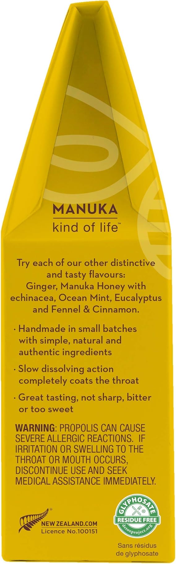 Organic Manuka Honey, Lemon, and Bee Propolis Drops, 20 Lozenges