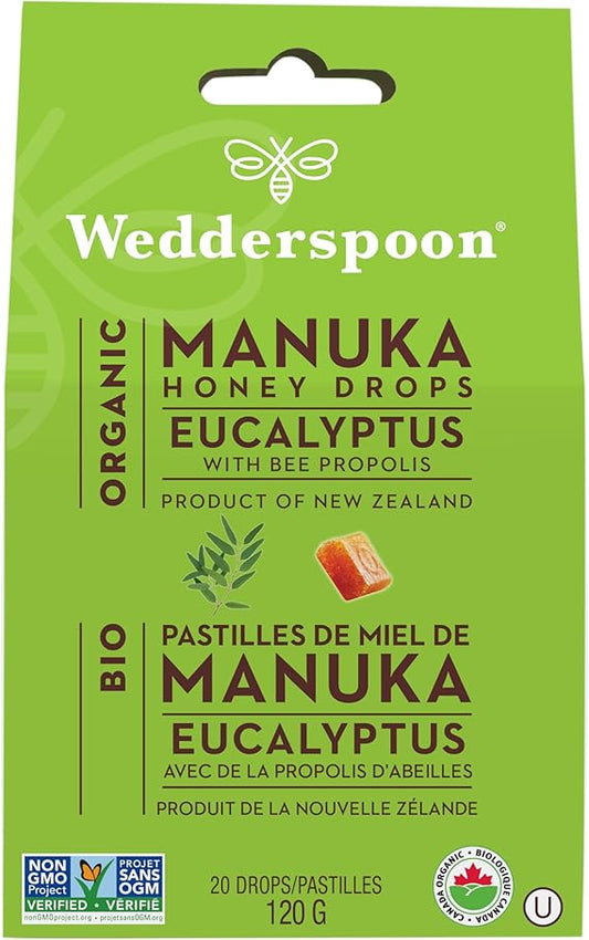 Gouttes de miel de Manuka biologique, eucalyptus et propolis d'abeille, 20 Pastilles