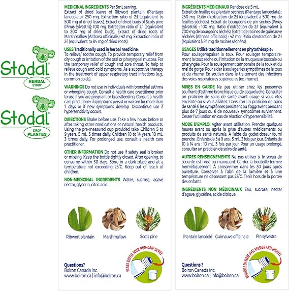Stodal Sirop à base de plantes – Formule végétale