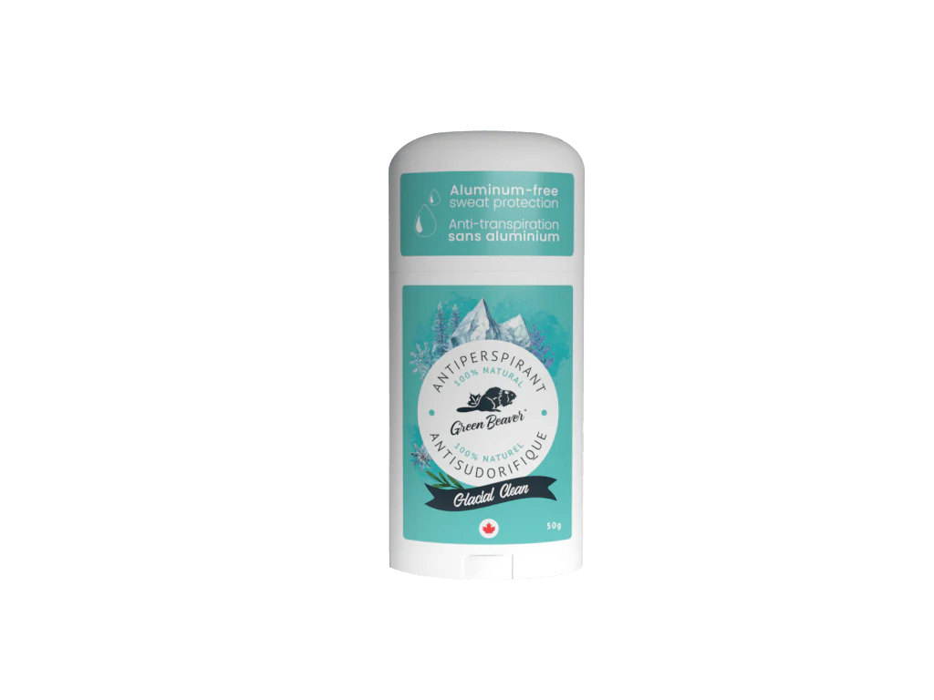Bâton d'Antisudorifique Naturel Glacial Clean de Green Beaver de 50g, protection fraîcheur sans sels d'aluminium.