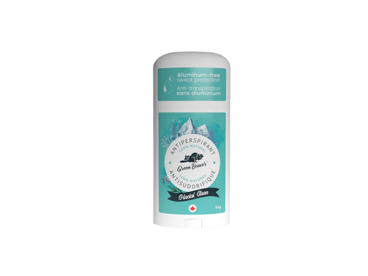 Bâton d'Antisudorifique Naturel Glacial Clean de Green Beaver de 50g, protection fraîcheur sans sels d'aluminium.