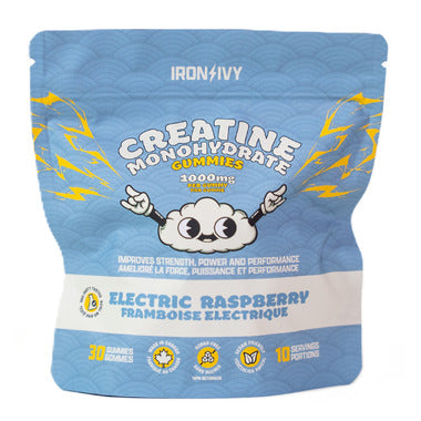 Mini pack de 30 gommes de créatine monohydrate saveur framboise électrique Iron Ivy