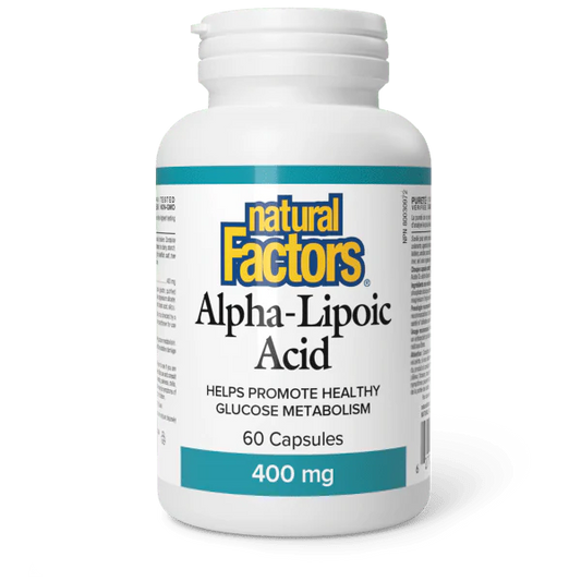 Bouteille de supplément Acide Alpha-Lipoïque 400 mg pour le soutien antioxydant.