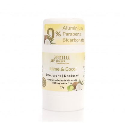 Déodorant naturel saveur citron vert et noix de coco à l'huile d'emu de la marque emu Dundee.