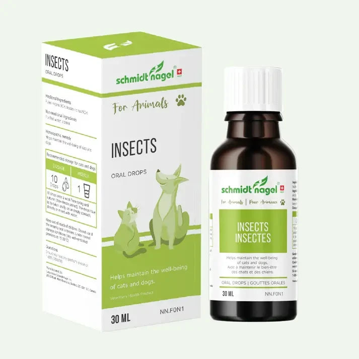 Bouteille de 30 ml de gouttes homéopathiques Schmidt-Nagel Insectes pour chiens et chats