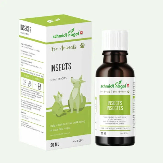 Bouteille de 30 ml de gouttes homéopathiques Schmidt-Nagel Insectes pour chiens et chats