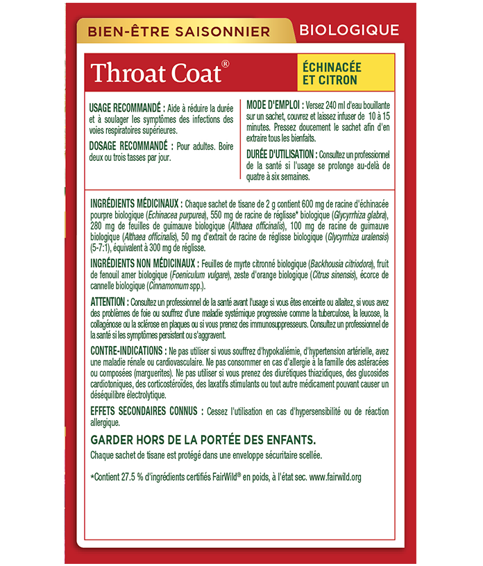 Organic Throat Coat® Echinacea & Lemon Herbal Tea