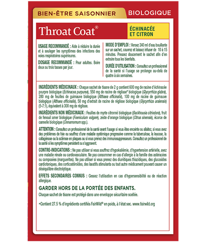 Organic Throat Coat® Echinacea & Lemon Herbal Tea