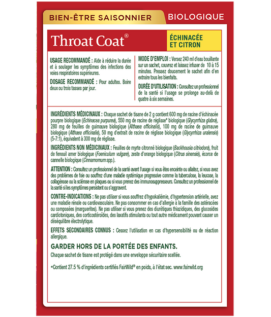 Organic Throat Coat® Echinacea & Lemon Herbal Tea
