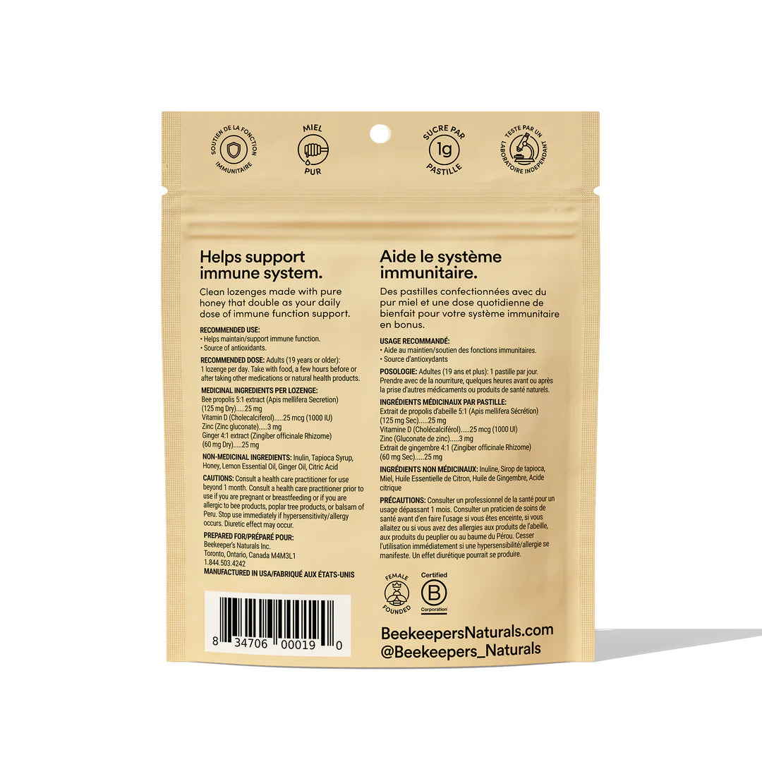 Propolis lozenges with vitamin D and zinc - Ginger Lemon