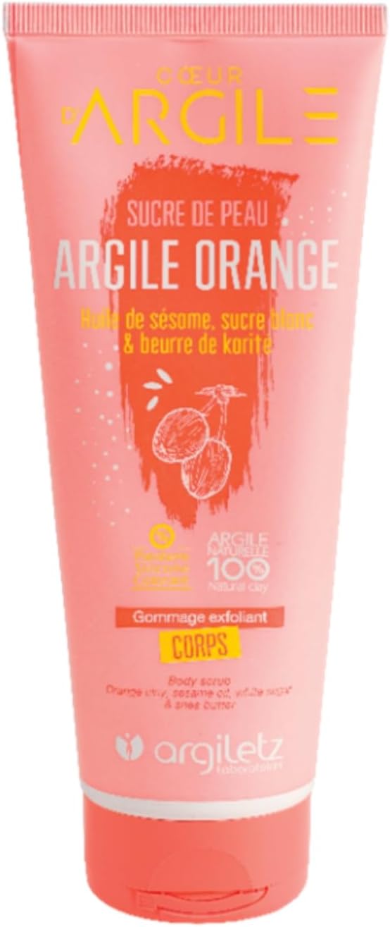 Tube de 200ml de Gommage Sucre et Peau d'Argiletz, soin exfoliant naturel pour la douceur du corps.
