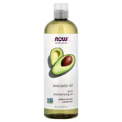 Bouteille de 473 ml d'huile d'avocat 100% pure et hydratante de la marque NOW Foods
