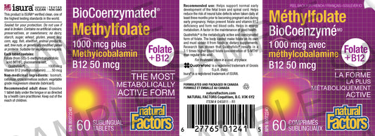Supplément naturel Méthylfolate & B12 pour soutenir l'énergie et le système nerveux au quotidien.