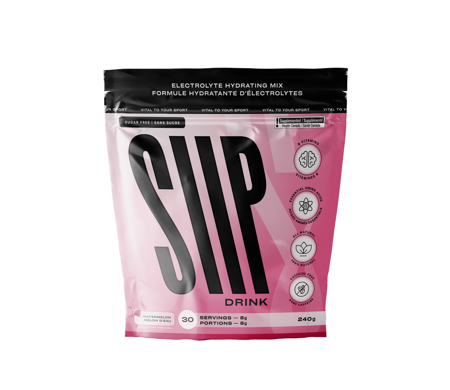 Canette de boisson rafraîchissante Siip Drink saveur pastèque (watermelon), idéale pour une hydratation saine.