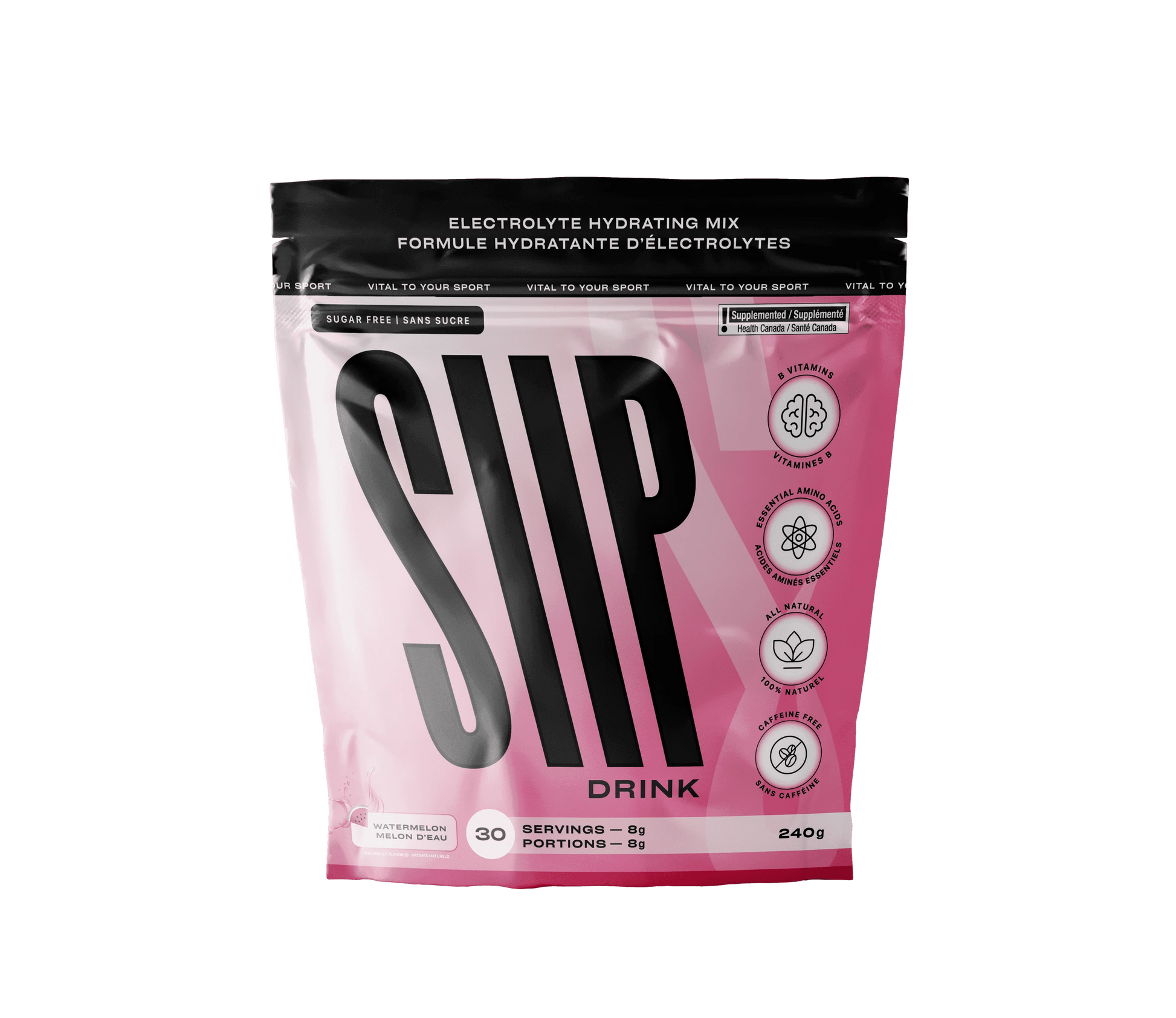 Canette de boisson rafraîchissante Siip Drink saveur pastèque (watermelon), idéale pour une hydratation saine.