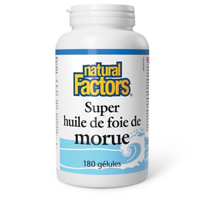 Bouteille de supplément Super Huile de Foie de Morue (Super Cod Liver Oil) 180 gélules.