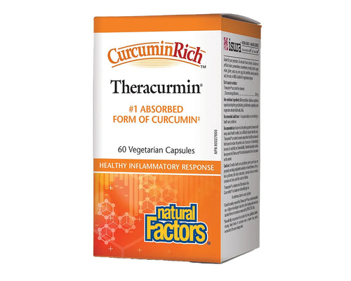 Bouteille de supplément CurcuminRich Theracurmin 60 mg de Natural Factors (60 capsules).