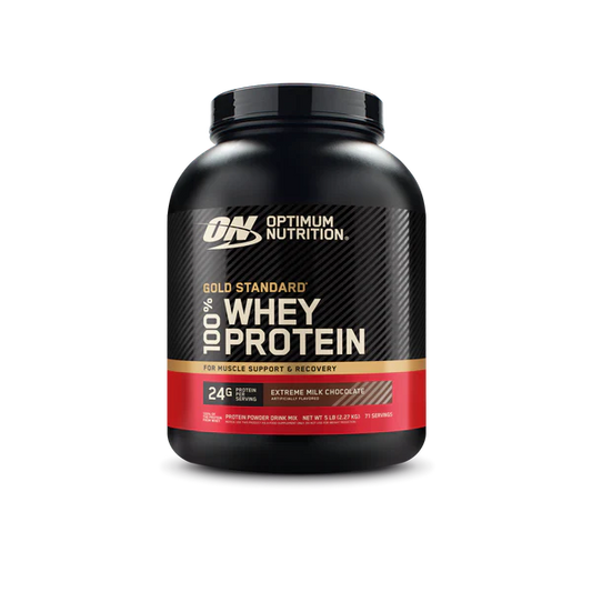 Pot de poudre de protéine Gold Standard 100% Whey saveur Extrême Chocolat au Lait d'Optimum Nutrition