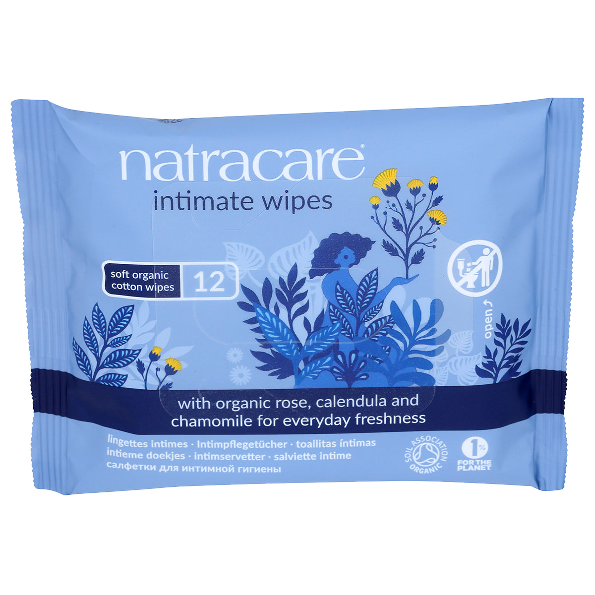 Intimate wipes made of 100% organic cotton - 12 units