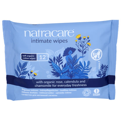 Intimate wipes made of 100% organic cotton - 12 units