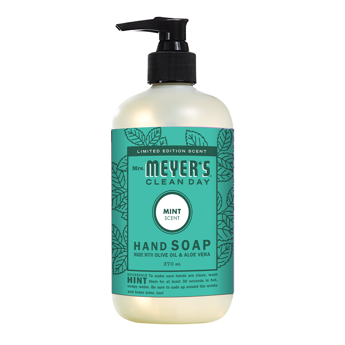 Flacon à pompe de 370 ml de savon liquide rafraîchissant pour les mains au parfum de menthe de Mrs. Meyer's Clean Day