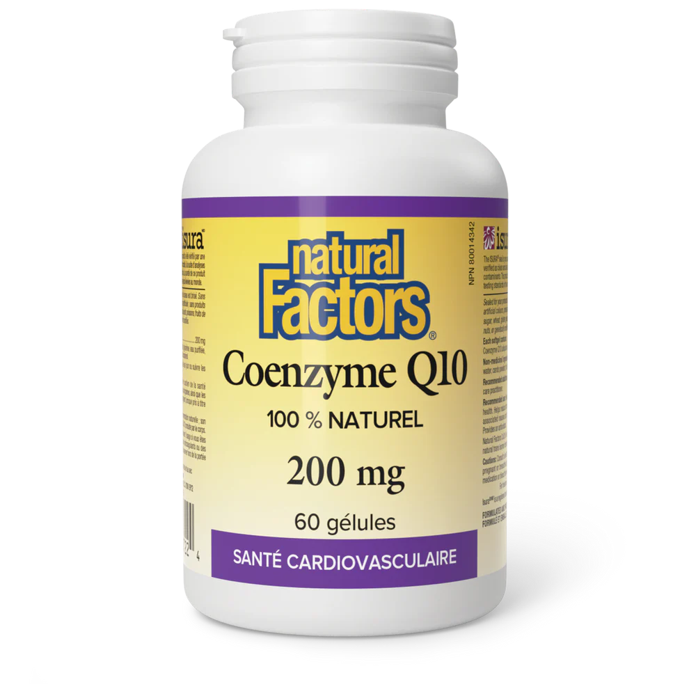 Bouteille de supplément Coenzyme Q10 (CoQ10) 200 mg (60 gélules)